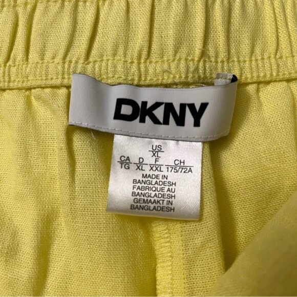 NWT DKNY Linen Blend High Rise Easy Shorts Yellow XL - Picture 8 of 8